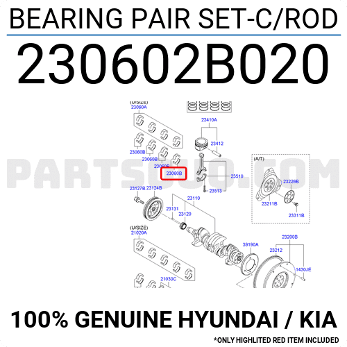 Bạc biên Hyundai Elantra Mã phụ tùng 230602B020