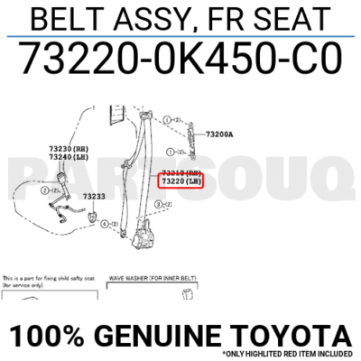 Dây đai an toàn trước Vios 2014 G Mã phụ tùng 732200D450C0