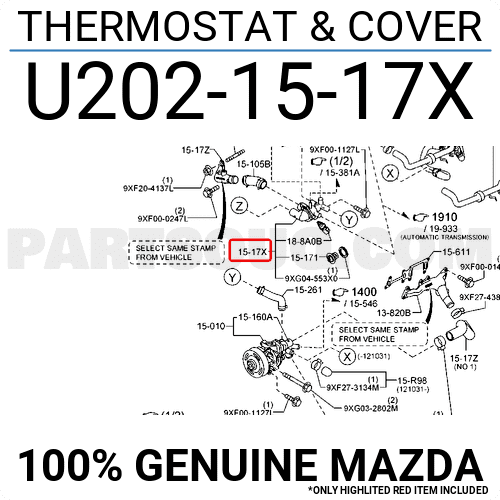 Van hằng nhiệt Mazda BT50 3.2 Mã phụ tùng U2021517X