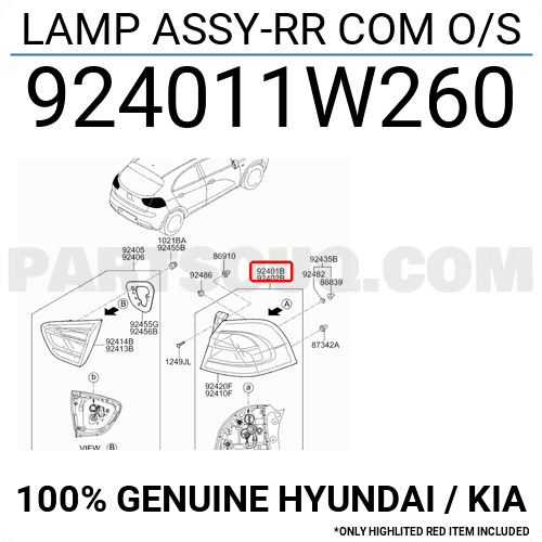 Đèn hậu Kia RIO 2012-2014 LED Mã phụ tùng 924011W260