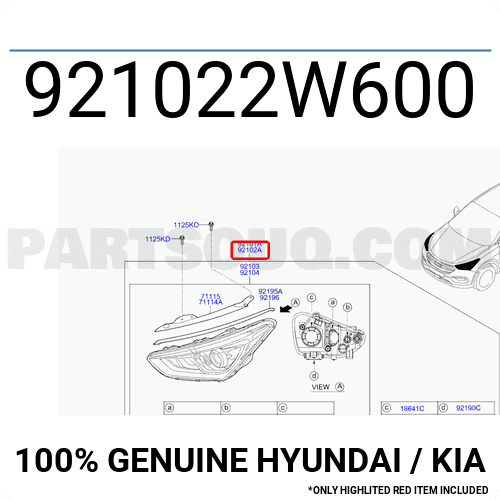 Đèn lái Santafe 2016 Xenon (Đèn pha Santafe) Mã phụ tùng 921022w600