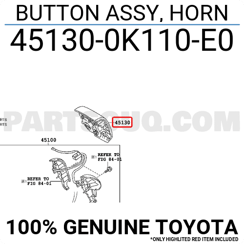 Phím còi Toyota Vios 2010-2012 Mã phụ tùng 451300D310E0