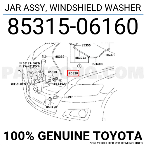 Bình nước rửa kính Camry 2.4 2007 Mã phụ tùng 8531506160