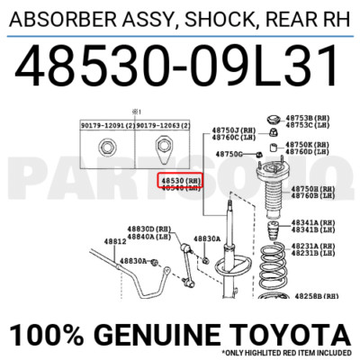 Giảm xóc sau Camry 2.4 2007-2010 Mã phụ tùng 4853009L31