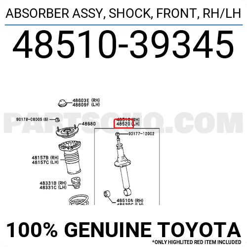 Giảm xóc trước Toyota Crown 3.0 1998 Mã phụ tùng 4851039345