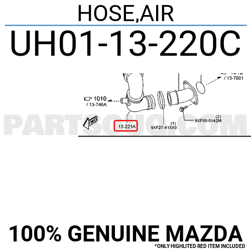 Ống gió bầu le Mazda BT50 Mã phụ tùng UK0113220C