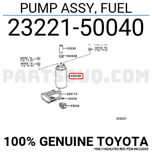 Mô tơ bơm xăng Crown 3.0 2JZ Mã phụ tùng 2322150040