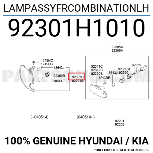 Đèn xi nhan Hyundai Terrancan Mã phụ tùng 92301h1010