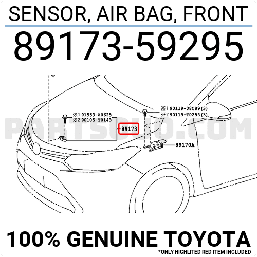 Cảm biến túi khí đầu xe Vios 2014 Mã phụ tùng 8917359295