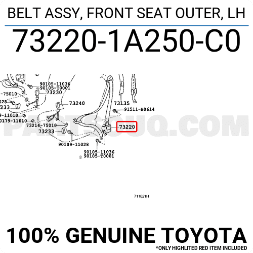 Dây đai an toàn trước Corolla 2004-2007 Mã phụ tùng 732201A250A0