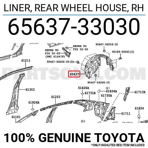 Lòng rè chắn bùn sau Camry 2007-2011 USA (Chắn bùn cua lốp Camry) Mã phụ tùng 6563806050-6563733030