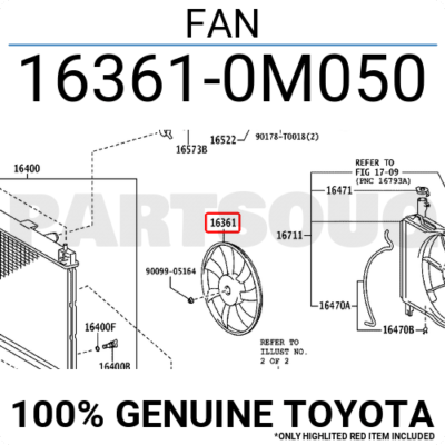 Cánh quạt két nước Vios 2007 Mã phụ tùng 163610M050