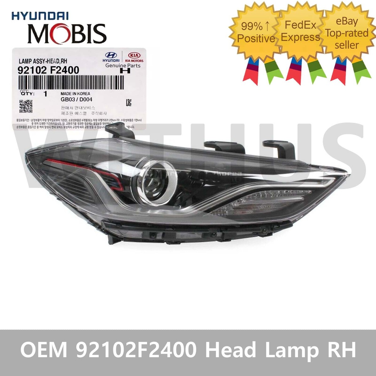 Đèn pha Elantra Sport 2018 Mã phụ tùng 92104f2400-92102f2430