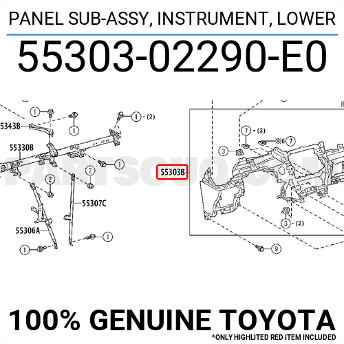 Mặt táp lô dưới Altis 2008-2010 Mã phụ tùng 5530302290
