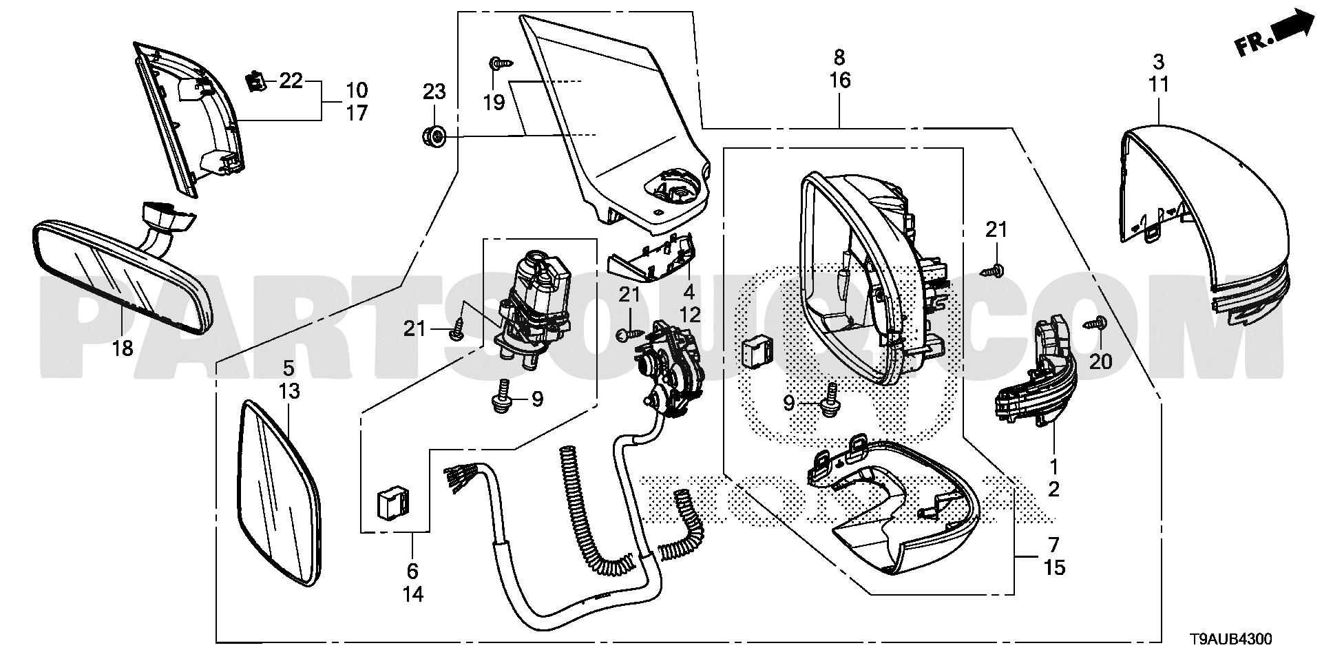 Gương chiếu hậu Honda City 2015 (Kính chiếu hậu City 2015) Mã phụ tùng 76208T9JH01-76258T9AP11