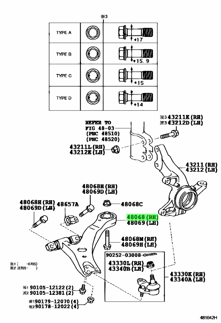 Càng A trước dưới Lexus RX330 Mã phụ tùng 4806848020