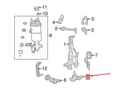 Rô tuyn trụ đứng dưới Lexus LS600 (Rô tuyn đứng) Mã phụ tùng 4334059145