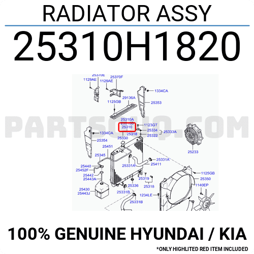Két nước Teracan 3.5 Mã phụ tùng 25310H1820