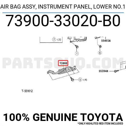 Túi khí táp lô Camry USA 2007-2011 Mã phụ tùng 7390033020b0