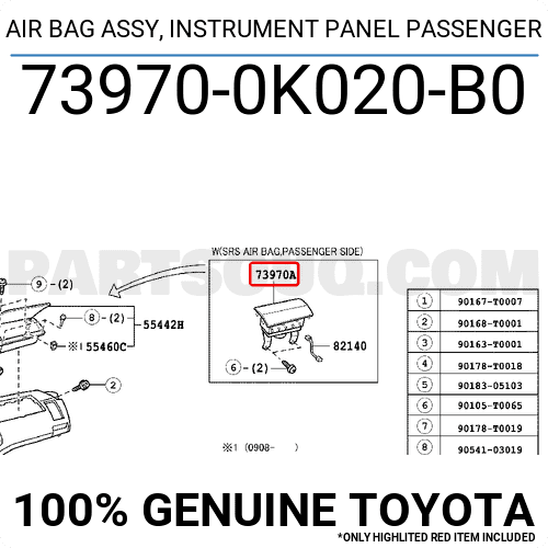 Túi khí táp lô Hilux 2011-2014 Mã phụ tùng 739700k022c0