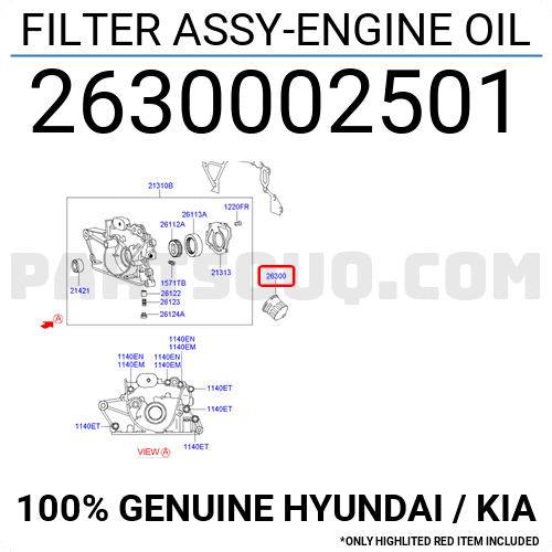 Lọc dầu Getz Mã phụ tùng 2630002501