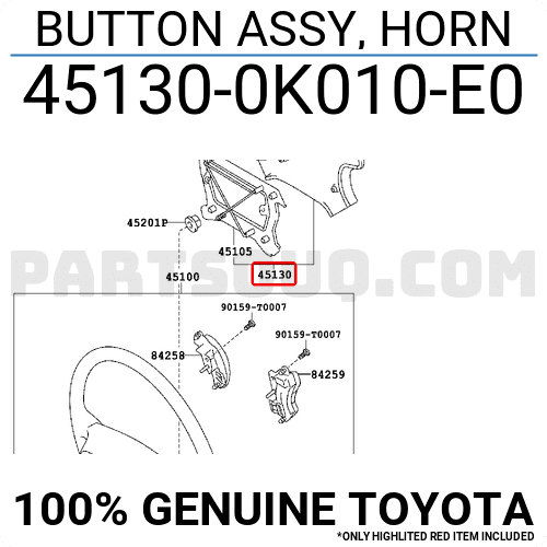 Phím còi Fortuner 2009-2011 (Liền túi khí) (Túi khí vô lăng) Mã phụ tùng 451300k010e1
