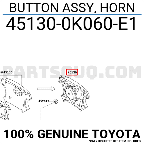 Túi khí vô lăng Fortuner 2009-2011 (Phím còi liền túi khí) Mã phụ tùng 451300k060e1