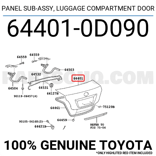 Nắp cốp sau Yaris 2007 Mã phụ tùng 644010D090