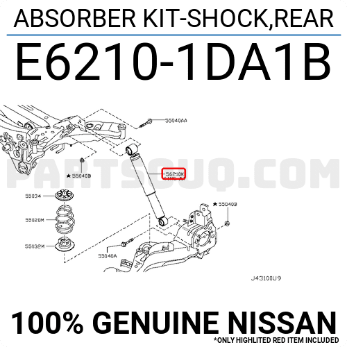 Phuộc nhún sau X-Trail T31 (Giảm xóc sau X-Trail T31) Mã phụ tùng E62101DA1B