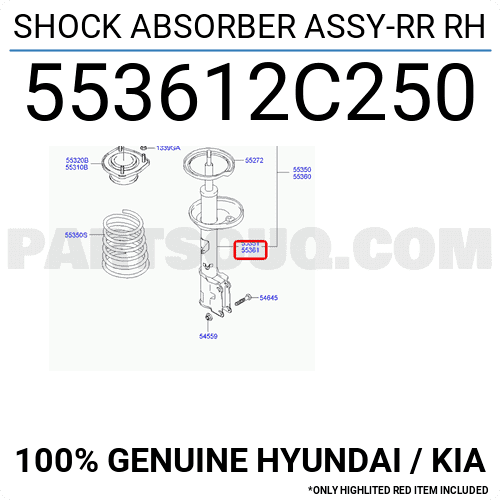 Giảm xóc sau Hyundai Coupe 2006 (Phuộc nhún sau Hyundai Coupe 2006) Mã phụ tùng 553612c250