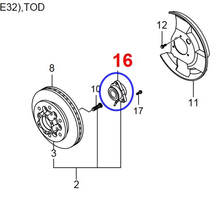 Bi moay ơ sau Rexton II (Bạc đạn bánh sau Rexton) Mã phụ tùng 4143108000