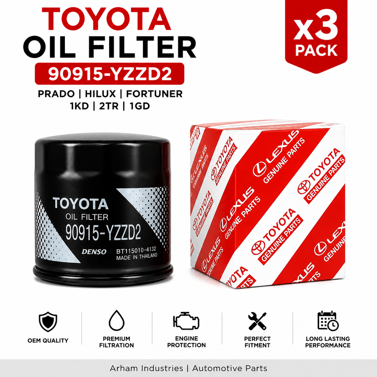 Lọc dầu Camry-Innova-Fortuner-Zace (Lọc nhớt) Mã phụ tùng 90915yzzd2
