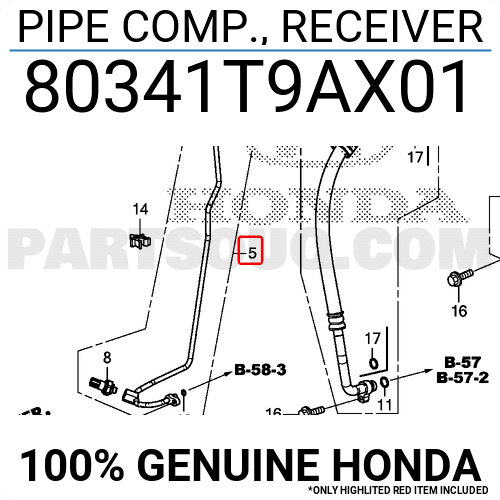 Tuy ô cao áp điều hòa Honda City 2018 Mã phụ tùng 80341t9ax01