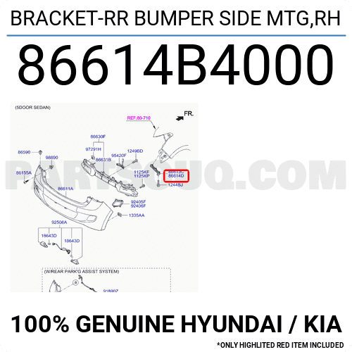 Giá bắt ba đờ xốc sau Grand I10 (Phe cài cản sau I10) Mã phụ tùng 86614B4000