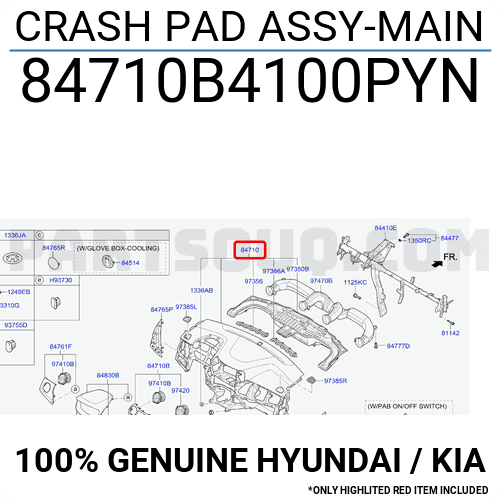 Mặt táp lô Grand I10 Mã phụ tùng 84710B4100PYN