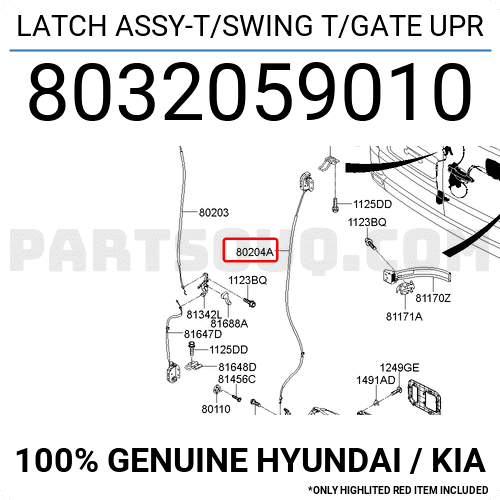 Cơ cấu khóa cửa hậu Hyundai Solati Mã phụ tùng 8032059010