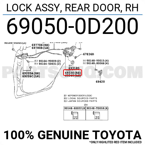 Cơ cấu cửa sau Vios 2015 Mã phụ tùng 690500D210