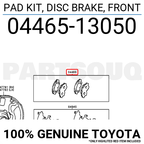 Bố thắng trước Corolla (Má phanh trước Corolla) Mã phụ tùng 0446513050