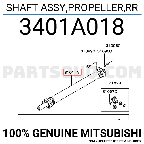 Trục các đăng sau Pajero V73 Mã phụ tùng 3401A018