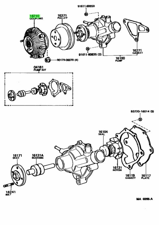 Ly tâm quạt két nước Zace Mã phụ tùng 1621013030