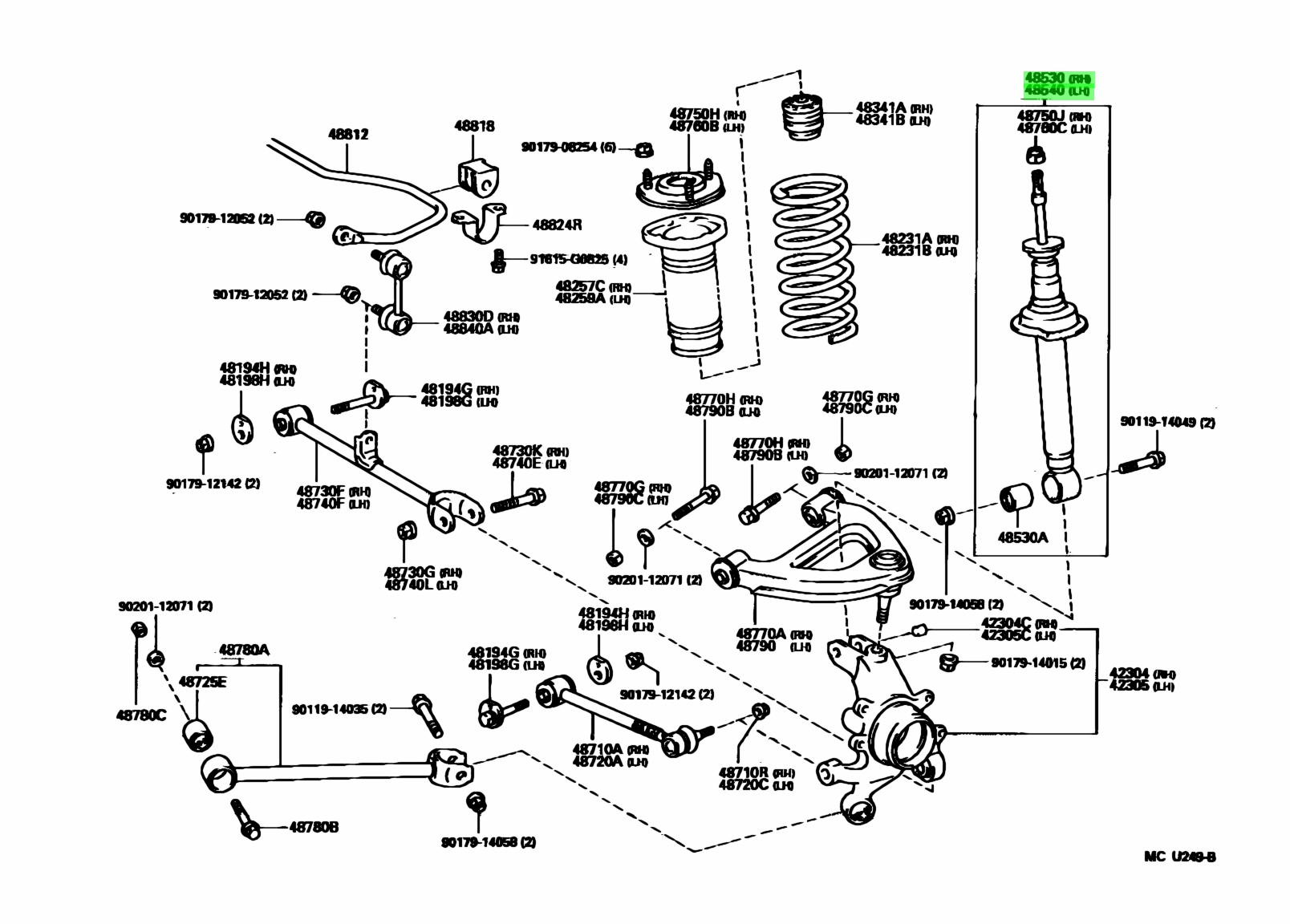 Phuộc nhún sau Crown 3.0 1995 JZS155 (Giảm xóc sau Crown 3.0) Mã phụ tùng 4853039296