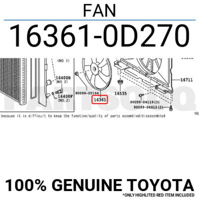 Cánh quạt két nước Altis 2.0 2008-2014 Mã phụ tùng 163610D270