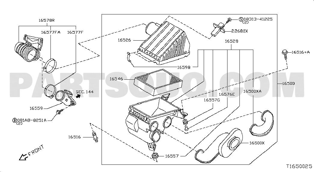 Hộp đựng lọc gió Nissan Navara Mã phụ tùng 16500EB72C