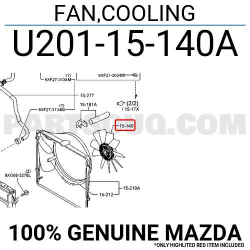 Ly tâm quạt két nước Mazda BT50 Mã phụ tùng U20115140A