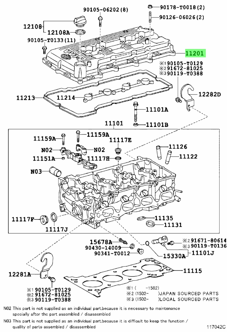 Nắp đậy giàn cam Innova 1TR (Nắp giàn cò Innova) Mã phụ tùng 112010C011