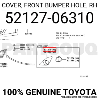 Ốp đèn cản trước Camry 2012 USA XLE Mã phụ tùng 5212706310