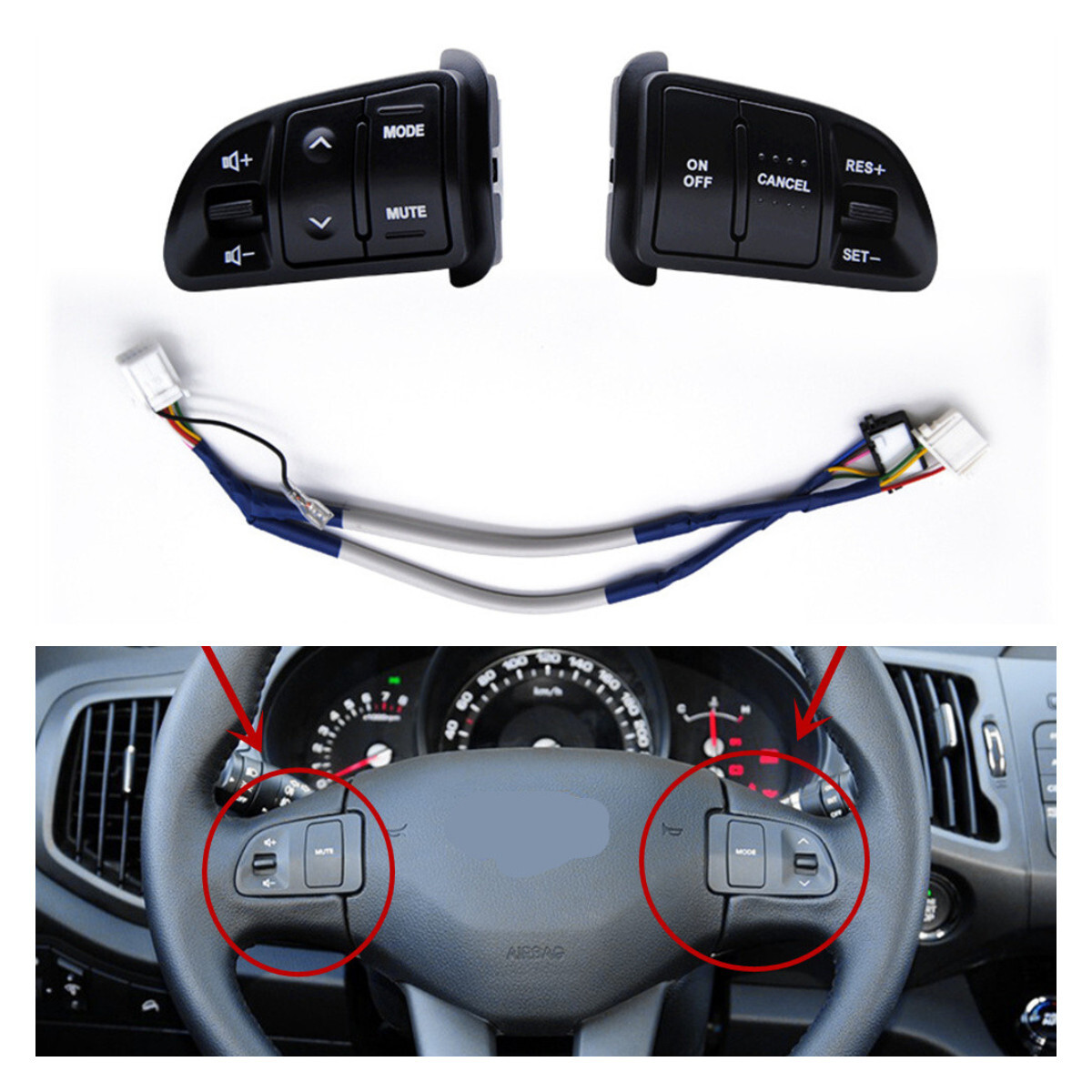 Công tắc điều khiển trên vô lăng Sportage Mã phụ tùng 967003W000WK-967003W301WK
