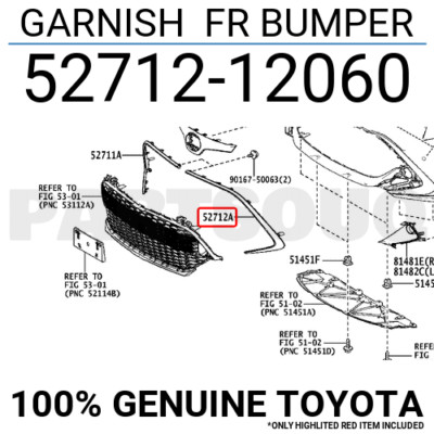 Nẹp đèn ba đờ xốc trước Camry 2015 Mã phụ tùng 5271306070