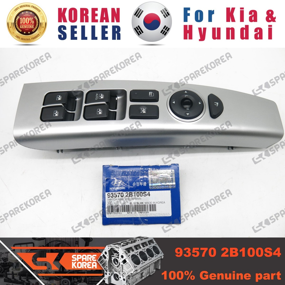 Công tắc lên xuống kính tổng Santafe 2006-2009 Mã phụ tùng 935702B100S4