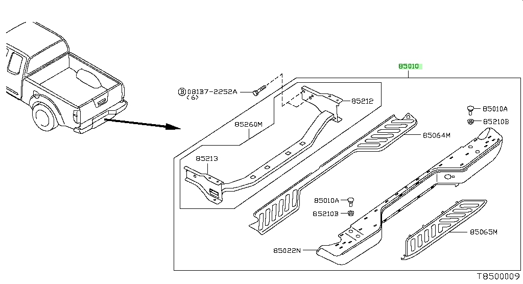 Ba đờ xốc sau Navara (Cản sau Navara) Mã phụ tùng 85010JR00A